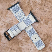 Load image into Gallery viewer, Apple Watch Band Handmade Re-Purposed Damier Azur for Apple Watch Series 1, 2, 3, 4, 5, 6, SE