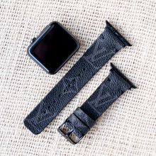 Load image into Gallery viewer, Apple Watch Band Handmade Re-Purposed Classic Black Monogram for Apple Watch Series 1, 2, 3, 4, 5, 6, SE