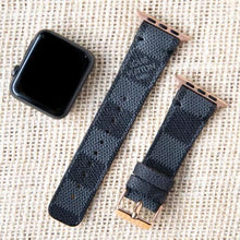 Load image into Gallery viewer, Apple Watch Band Handmade Re-Purposed Damier Graphite for Apple Watch Series 1, 2, 3, 4, 5, 6, SE