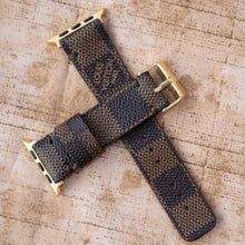 Load image into Gallery viewer, Apple Watch Band Handmade Re-Purposed Damier Brown for Apple Watch Series 1, 2, 3, 4, 5, 6, SE