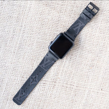 Load image into Gallery viewer, Apple Watch Band Handmade Re-Purposed Classic Black Monogram for Apple Watch Series 1, 2, 3, 4, 5, 6, SE