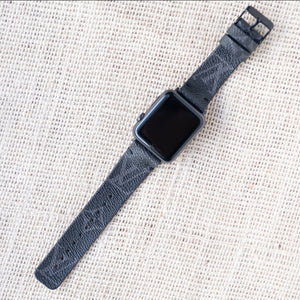 Apple Watch Band Handmade Re-Purposed Classic Black Monogram for Apple Watch Series 1, 2, 3, 4, 5, 6, SE