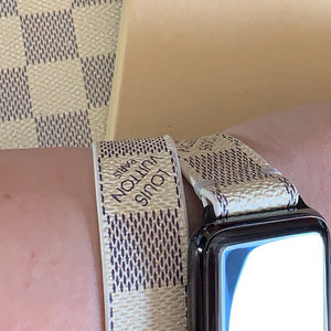 Apple Watch Band Handmade Re-Purposed Double Turn Azur Monogram for Apple Watch Series 1, 2, 3, 4, 5, 6, SE