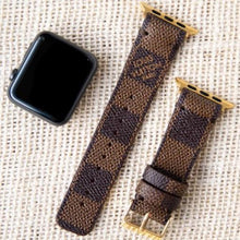 Load image into Gallery viewer, Apple Watch Band Handmade Re-Purposed Damier Brown for Apple Watch Series 1, 2, 3, 4, 5, 6, SE