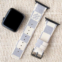 Load image into Gallery viewer, Apple Watch Band Handmade Re-Purposed Damier Azur for Apple Watch Series 1, 2, 3, 4, 5, 6, SE