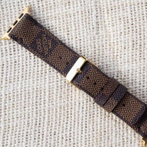 Apple Watch Band Handmade Re-Purposed Damier Brown for Apple Watch Series 1, 2, 3, 4, 5, 6, SE