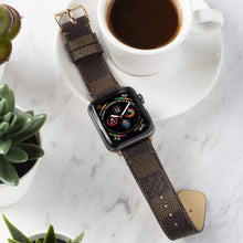 Load image into Gallery viewer, Apple Watch Band Handmade Re-Purposed Damier Brown for Apple Watch Series 1, 2, 3, 4, 5, 6, SE