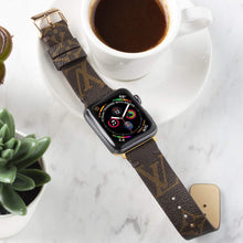 Load image into Gallery viewer, Apple Watch Band Handmade Re-Purposed Classic Brown Monogram for Apple Watch Series 1, 2, 3, 4, 5, 6, SE