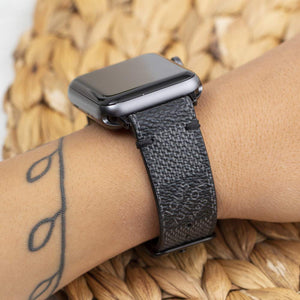 Apple Watch Band Handmade Re-Purposed Damier Graphite for Apple Watch Series 1, 2, 3, 4, 5, 6, SE