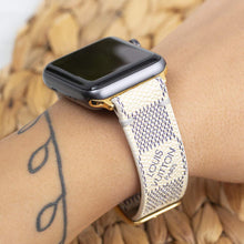 Load image into Gallery viewer, Apple Watch Band Handmade Re-Purposed Damier Azur for Apple Watch Series 1, 2, 3, 4, 5, 6, SE