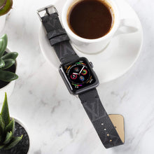 Load image into Gallery viewer, Apple Watch Band Handmade Re-Purposed Classic Black Monogram for Apple Watch Series 1, 2, 3, 4, 5, 6, SE