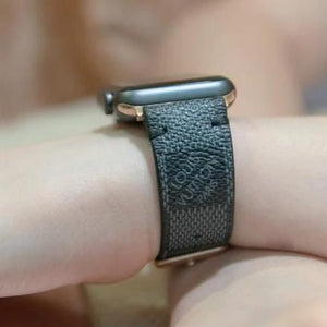 Apple Watch Band Handmade Re-Purposed Damier Graphite for Apple Watch Series 1, 2, 3, 4, 5, 6, SE