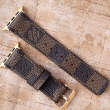 Load image into Gallery viewer, Apple Watch Band Handmade Re-Purposed Damier Brown for Apple Watch Series 1, 2, 3, 4, 5, 6, SE