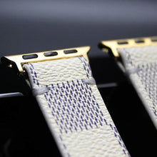 Load image into Gallery viewer, Apple Watch Band Handmade Re-Purposed Damier Azur for Apple Watch Series 1, 2, 3, 4, 5, 6, SE