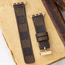 Load image into Gallery viewer, Apple Watch Band Handmade Re-Purposed Damier Brown for Apple Watch Series 1, 2, 3, 4, 5, 6, SE