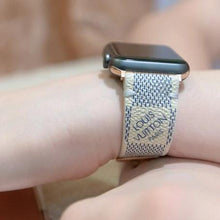 Load image into Gallery viewer, Apple Watch Band Handmade Re-Purposed Damier Azur for Apple Watch Series 1, 2, 3, 4, 5, 6, SE