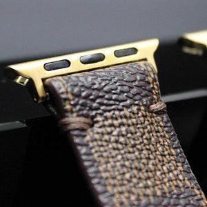 Apple Watch Band Handmade Re-Purposed Damier Brown for Apple Watch Series 1, 2, 3, 4, 5, 6, SE