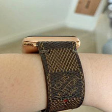 Load image into Gallery viewer, Apple Watch Band Handmade Re-Purposed Damier Brown for Apple Watch Series 1, 2, 3, 4, 5, 6, SE