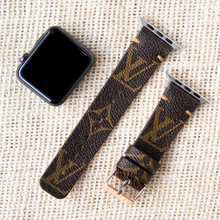 Load image into Gallery viewer, Apple Watch Band Handmade Re-Purposed Classic Brown Monogram for Apple Watch Series 1, 2, 3, 4, 5, 6, SE