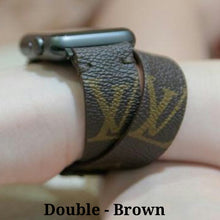 Load image into Gallery viewer, Apple Watch Band Handmade Re-Purposed Double Turn Classic Brown Monogram for Apple Watch Series 1, 2, 3, 4, 5,6, SE