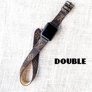 Apple Watch Band Handmade Re-Purposed Double Turn Classic Brown Monogram for Apple Watch Series 1, 2, 3, 4, 5,6, SE