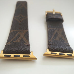 Apple Watch Band Handmade Re-Purposed Classic Brown Monogram for Apple Watch Series 1, 2, 3, 4, 5, 6, SE