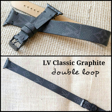 LV Apple Watch Band Repurposed Classic Monogram Double Loop, Black / 42mm